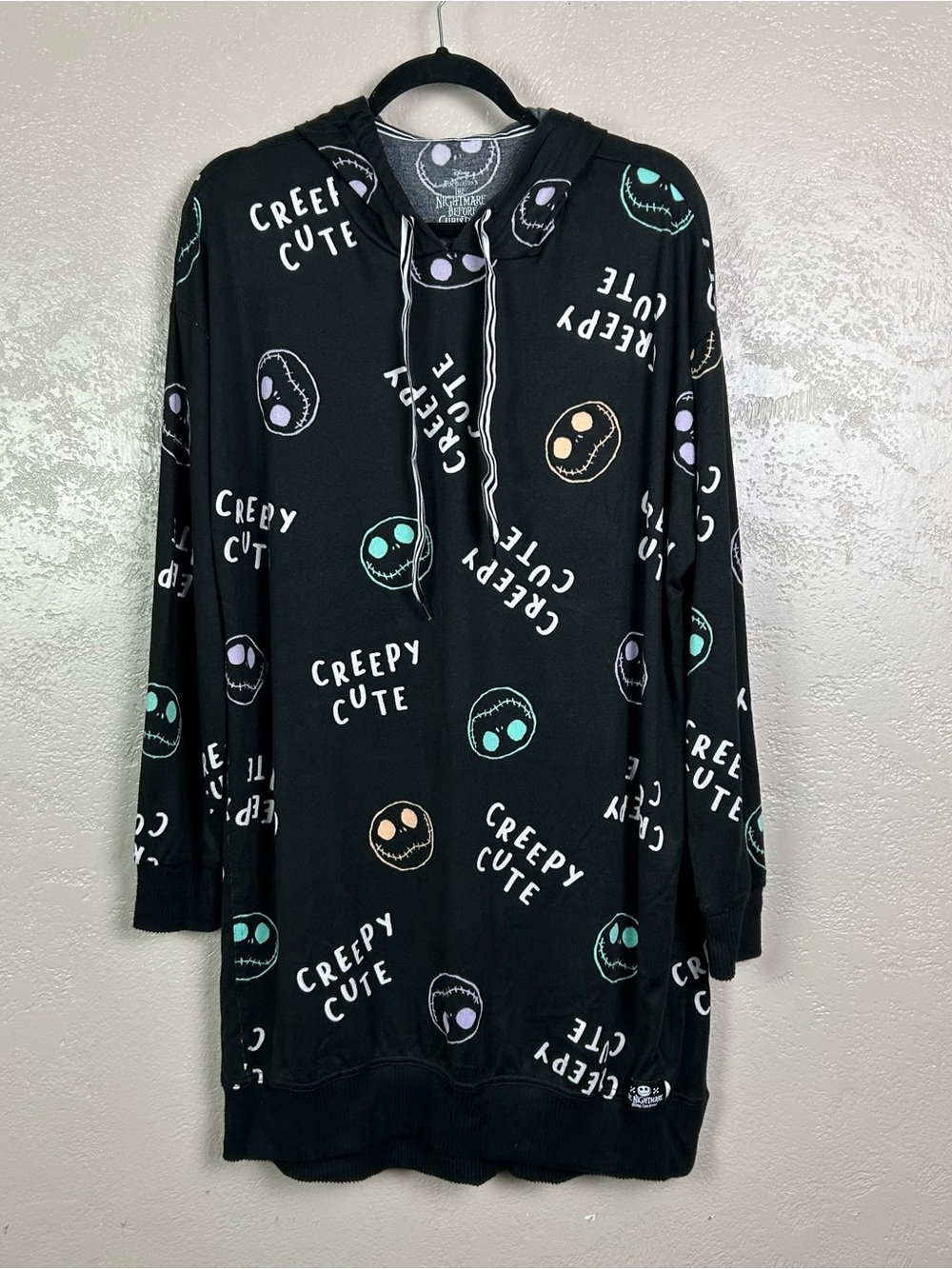 Choose 5 for $30 Disney Black 'Creepy Cute' Hooded Nightshirt with Pastel Faces - Picture 11 of 16